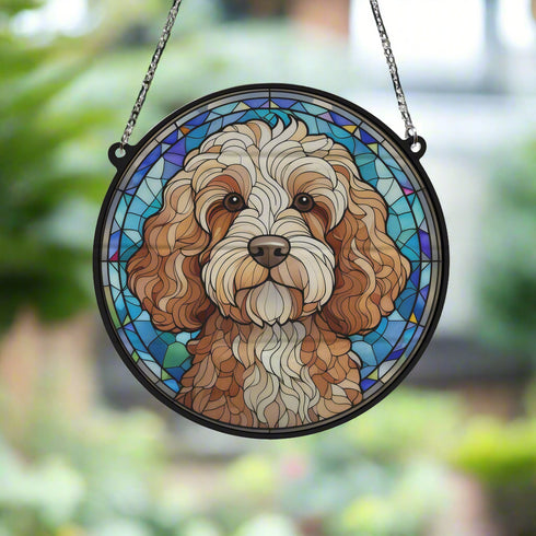 Cockapoo Stained Glass Effect Suncatcher